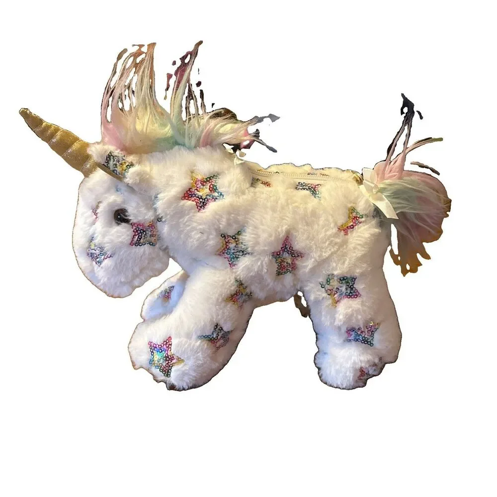 Toby Enterprises Unicorn Plush Purse Handbag White Rainbow Crossbody Bag